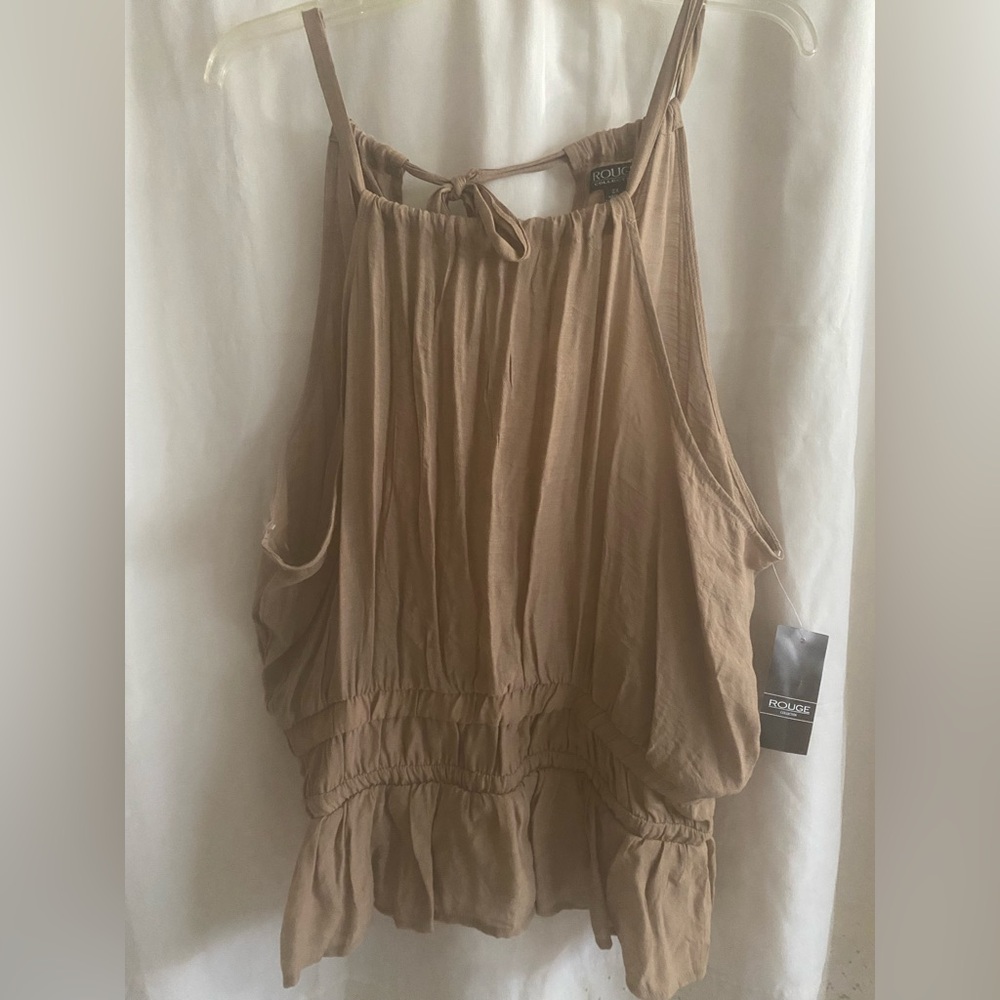 Rouge Tan Sleeveless Camisole with Tie Front - SIZE 2X - BRAND NEW - NEVER WORN